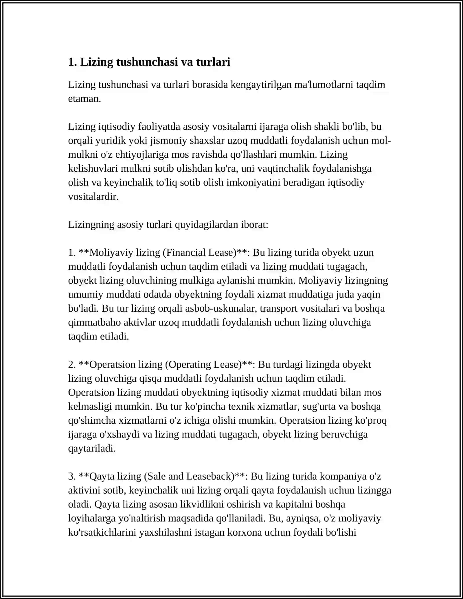 LIZING SHARTNOMALARI VA ULARNING AHAMIYATI 3
