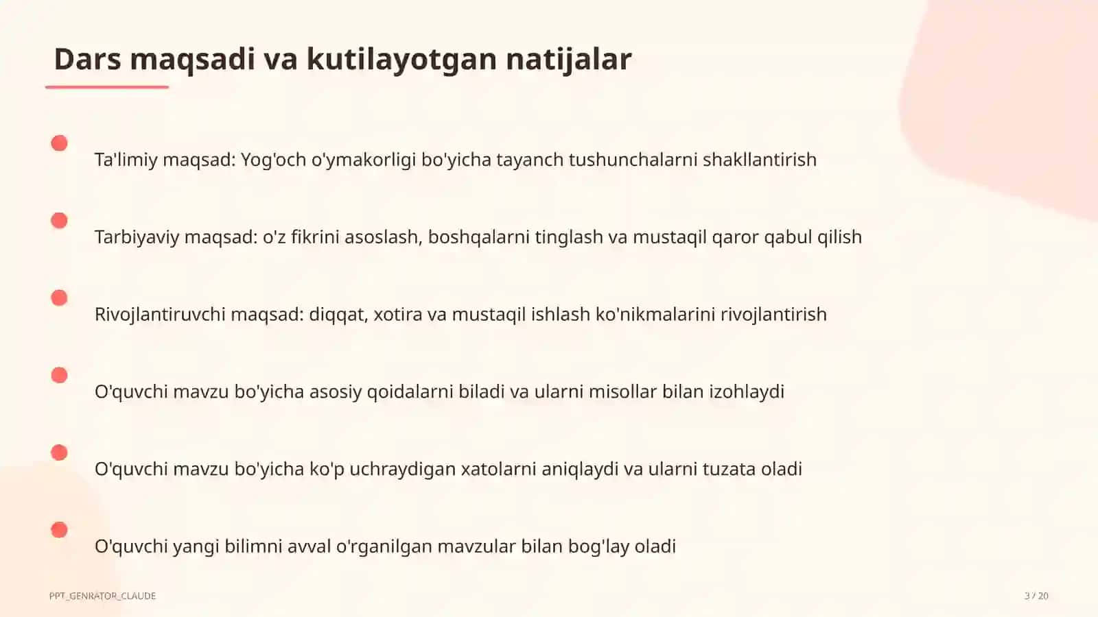 Yog'och o'ymakorligi (7-sinf) 3
