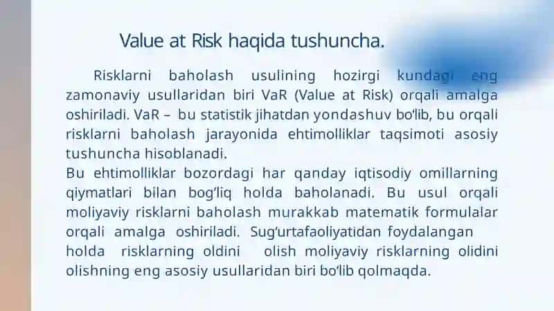 RISKQIYMATI (VAR) METODOLOGIYASI 3