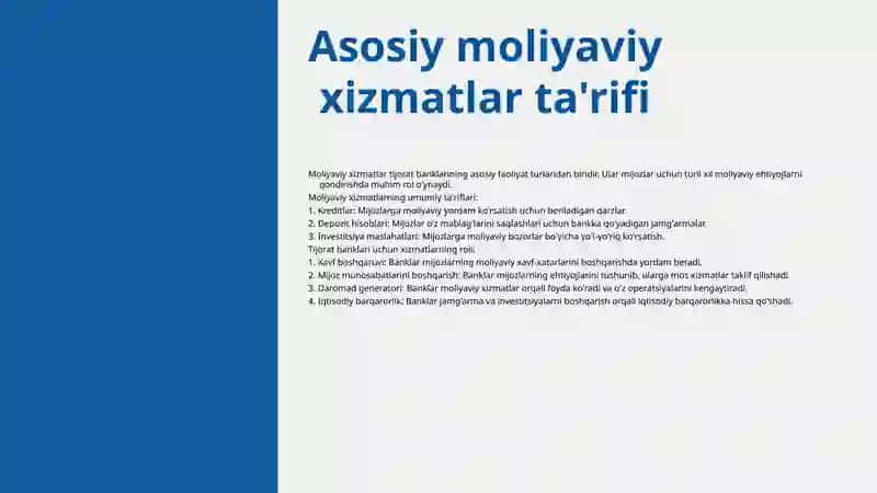 Asosiy moliyaviy xizmatlar 3