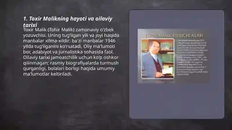 Toxir Malik hayoti va ijodi, asarlari 3