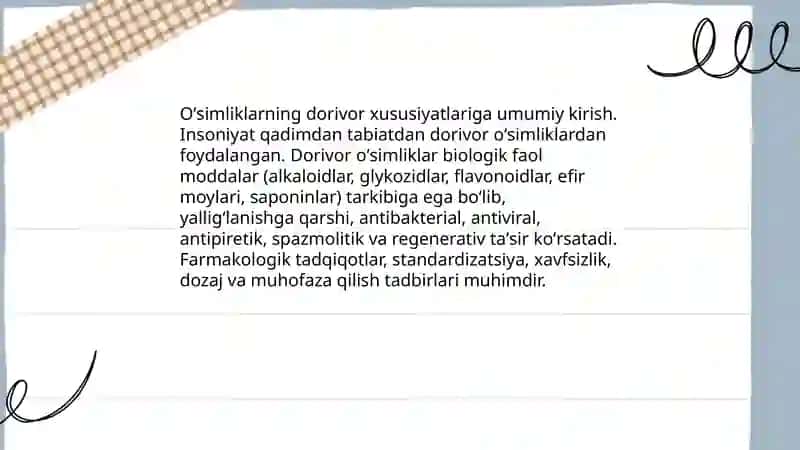 Oʻsimliklarning dorivor xususiyatlari 3