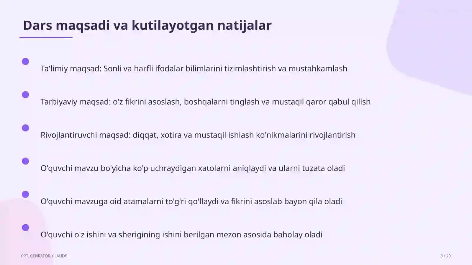 Sonli va harfli ifodalar (5-sinf) 3