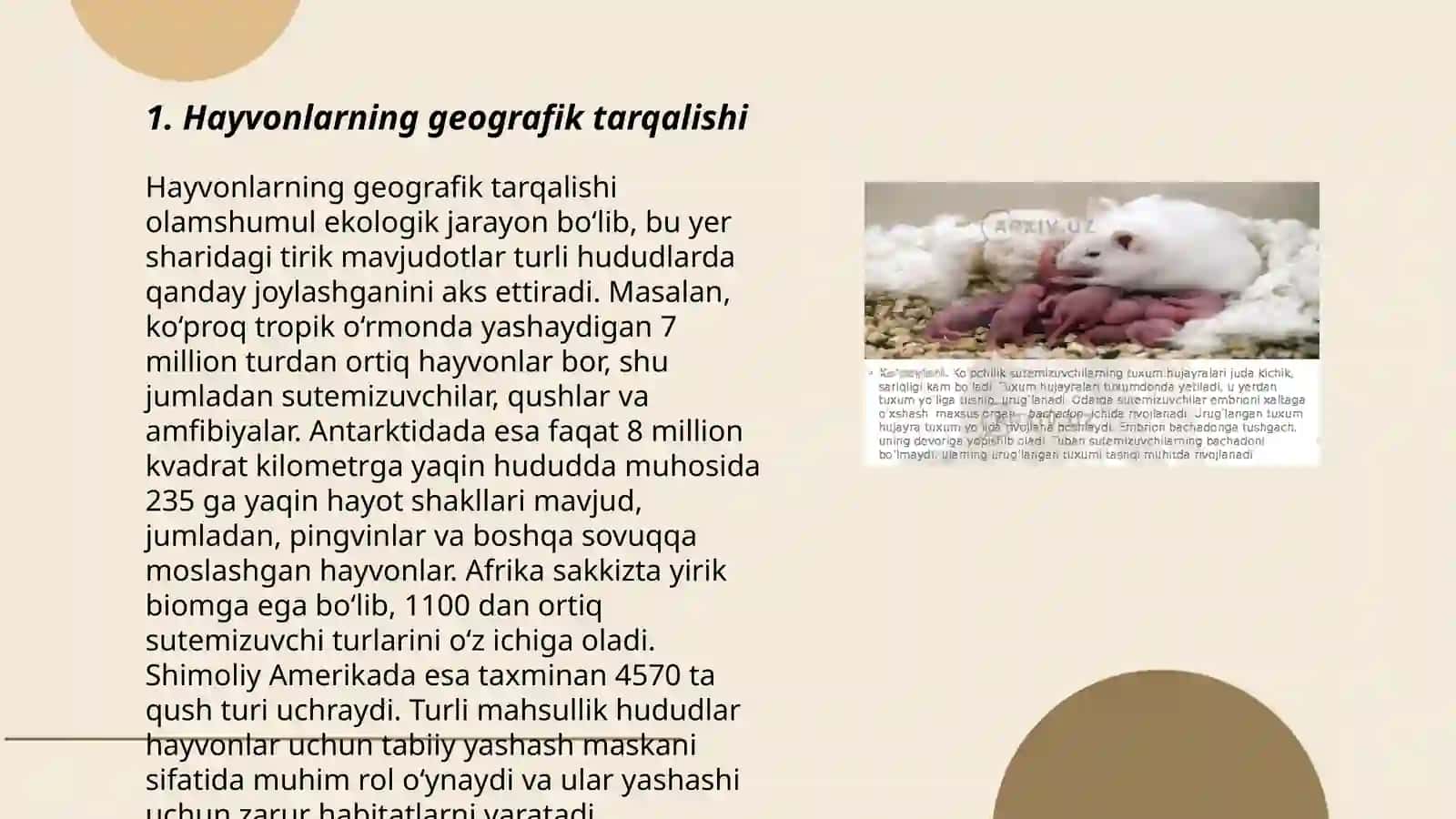 Hayvonlarning tarqalishi va umumiy moslanish xususiyati 3