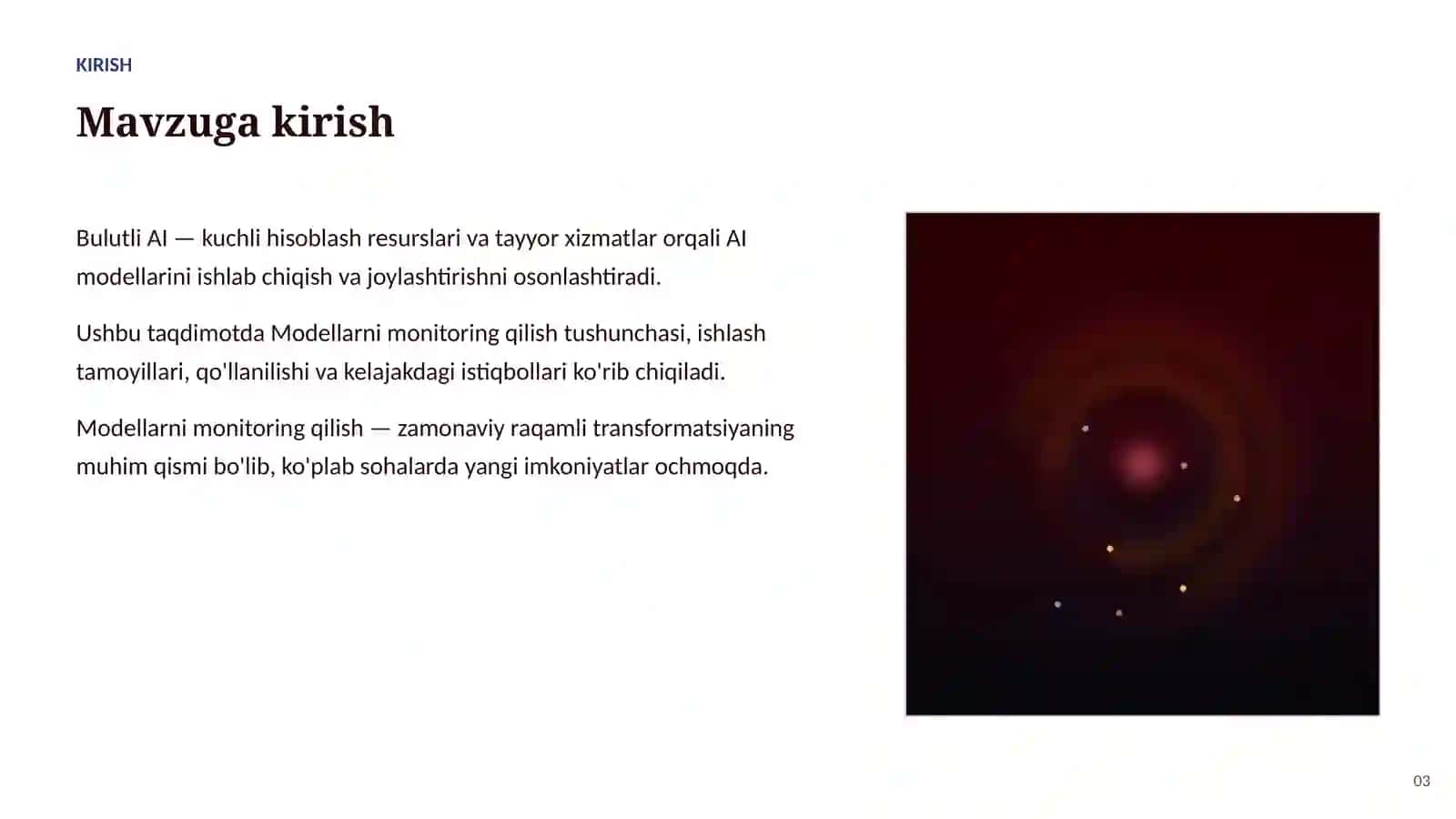 SUN'IY INTELLEKT • AI VA BULUTLI TEXNOLOGIYALAR Modellarni monitoring qilish: asoslari va qo'llanilishi 3