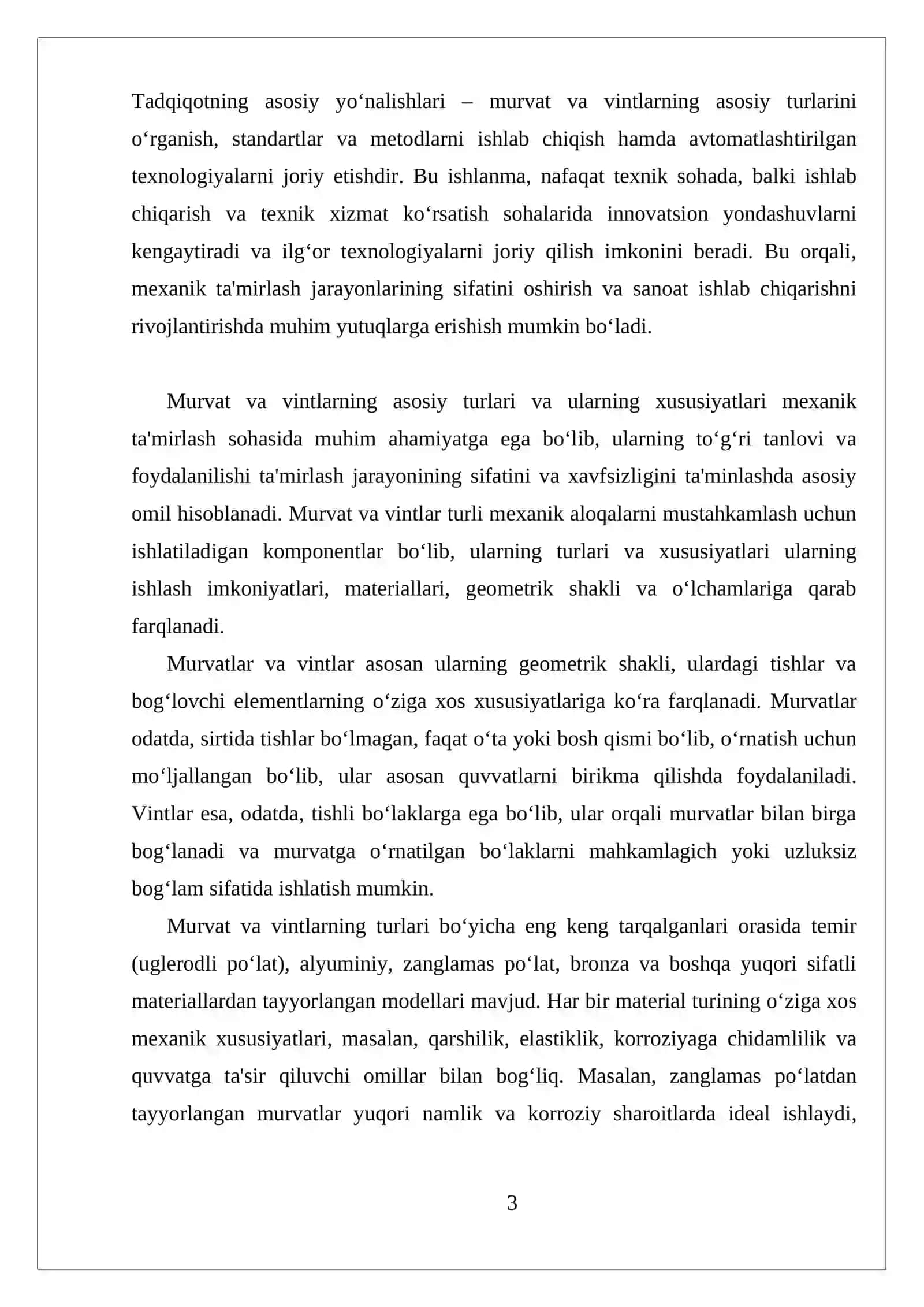 Murvat va vintlarning asosiy turlari va ularning xususiyatlari 3