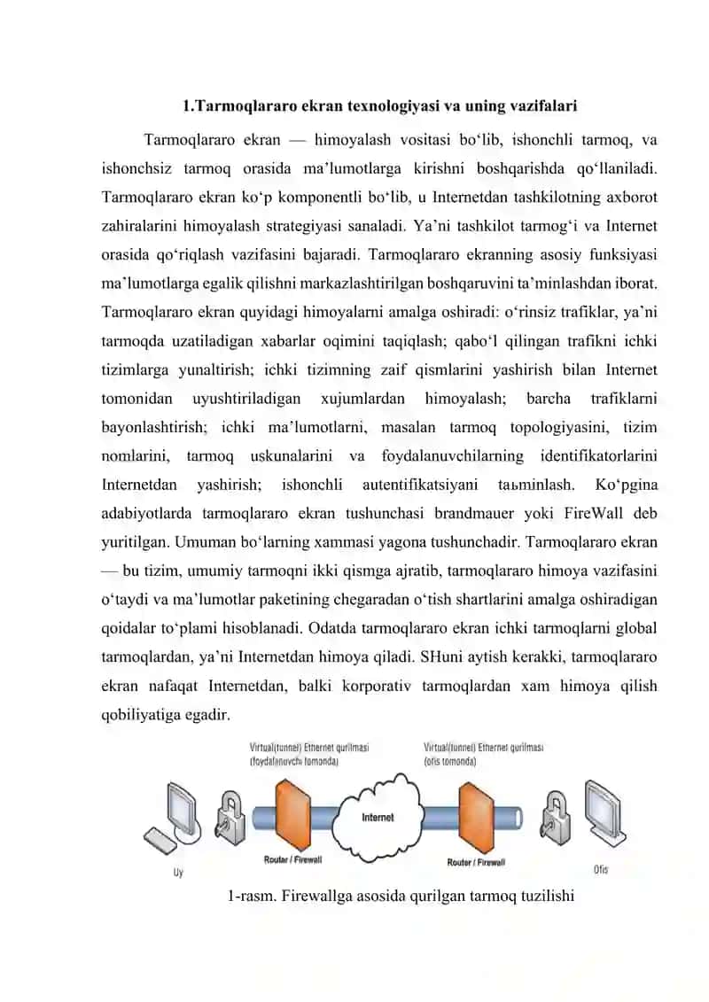 Firewall (tarmoqlararo to‘siq) va uning turlari 3