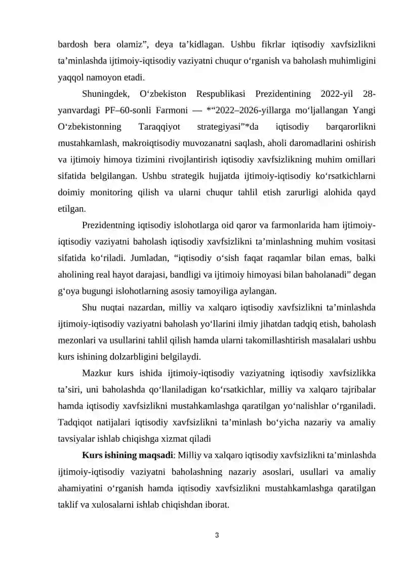Milliy va xalqaro iqtisodiy xavfsizlikni taʼminlashda ijtimoiy-iqtisodiy vaziyatni baholash yoʻllari 3