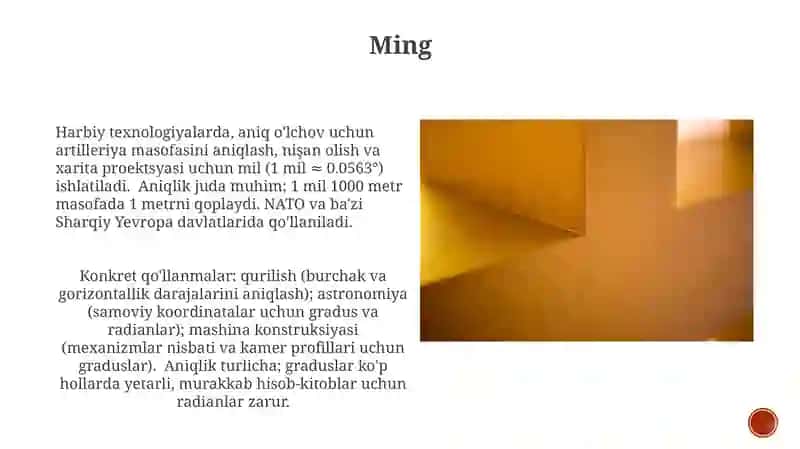 Burchak oʻlchovlari turlari va ularning qoʼllanilish sohalari 3
