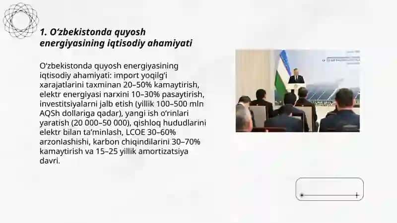 Oʻzbekistonda quyosh energetikasining ahamiyati 3