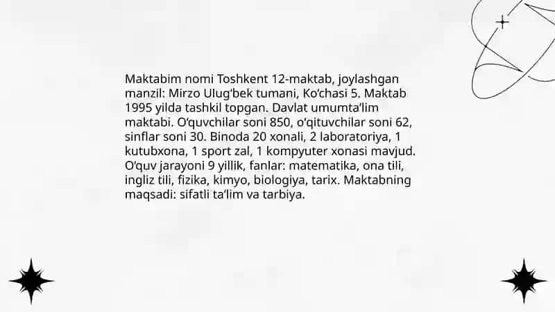 Maktabim haqidagi umumiy ma'lumotlar 3