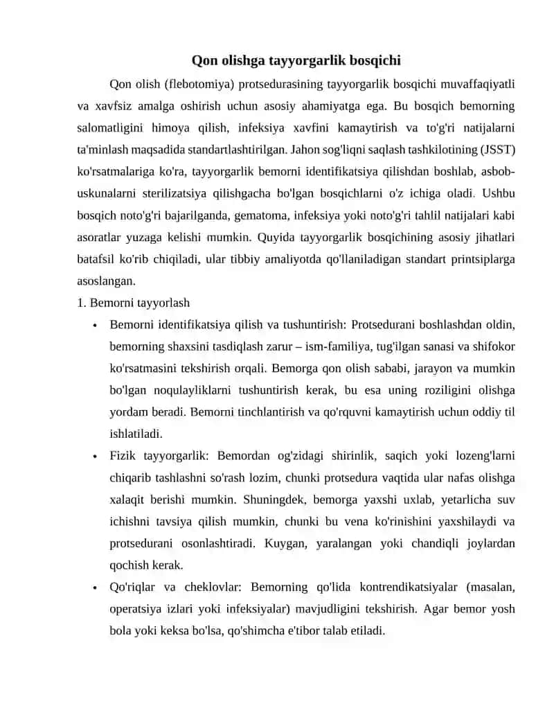 Bemorlardan tahlil uchun qon olish texnikasi 3