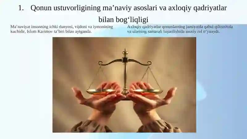 Qonun ustuvorligi tamoyilining  manaviy mazmuni 3