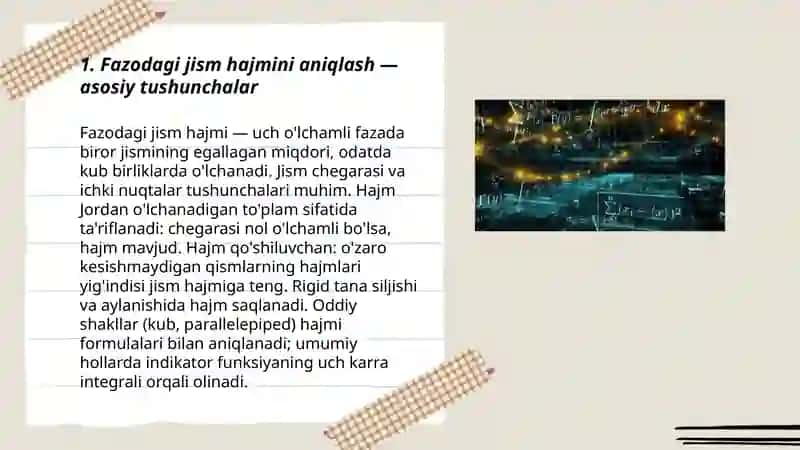 Fazodagi jismning hajmini hisoblash 3