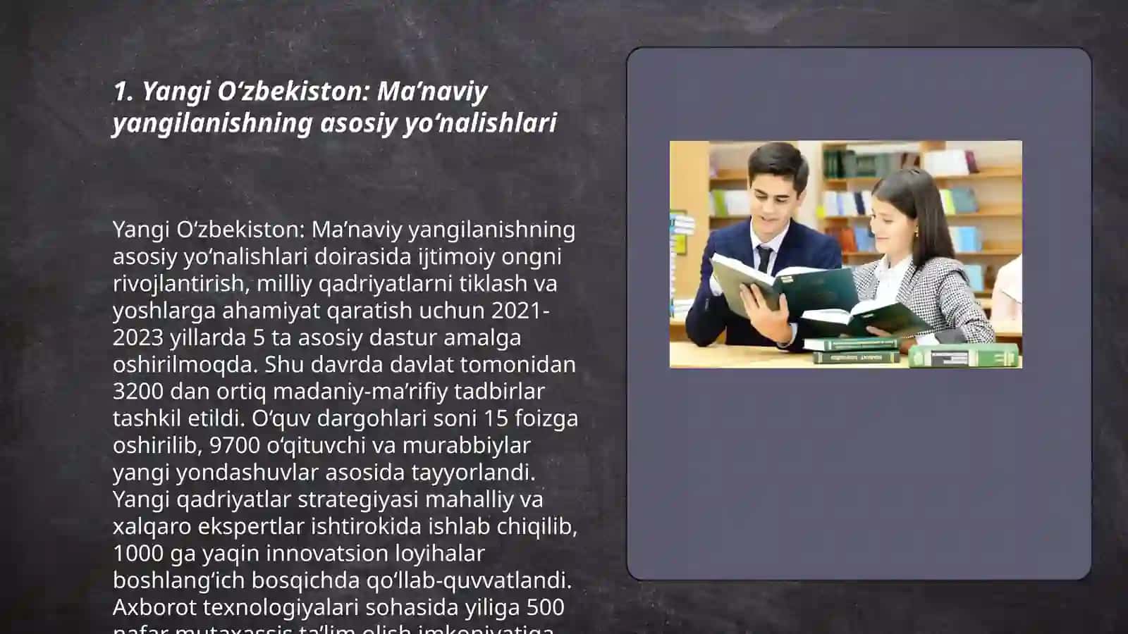 Yangi O‘zbekiston: Ma’naviy yangilanishning asosiy yo‘nalishlari 3