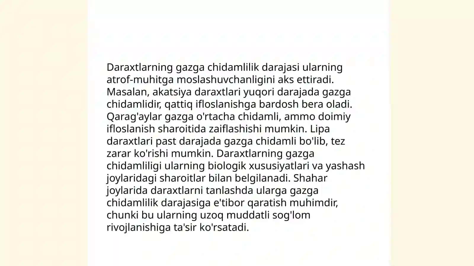 Daraxtlar va butalarning gazga chidamliligi 3