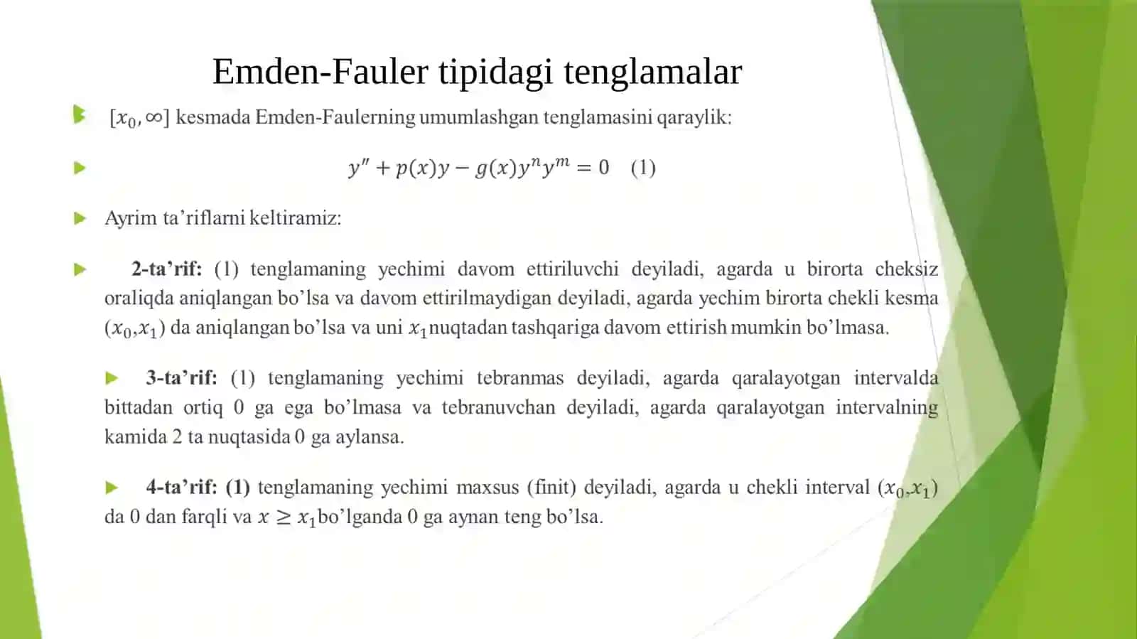 Emden -Fauler tipidagi tenglamalar 3