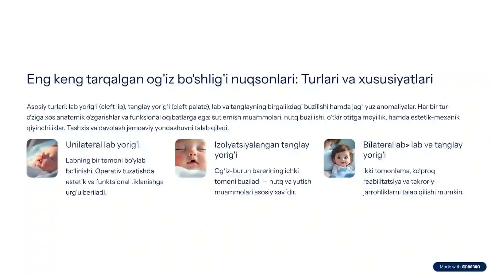 Og'iz bo'shlig'i tug'ma nuqsonlari: Umumiy ko'rinish 3