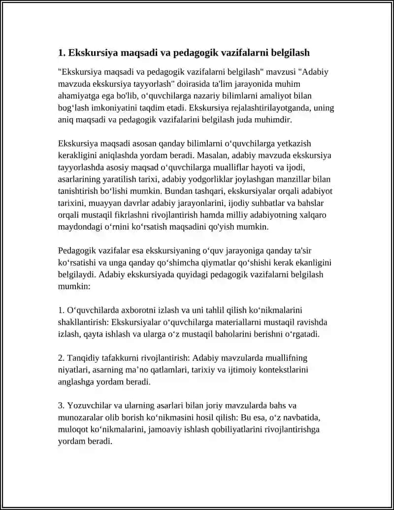 ADABIY MAVZUDA EKSKURSIYA TAYYORLASH 3