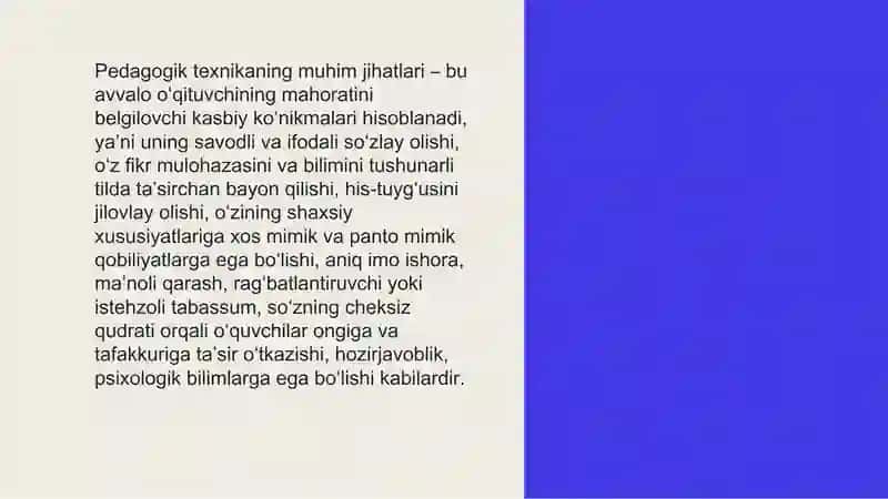 Pedagogik texnika va uning komponentlari, tarkibiy qismlari 3