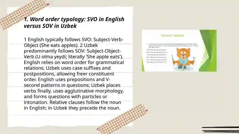 Typology of syntax in English and Uzbek languages 3