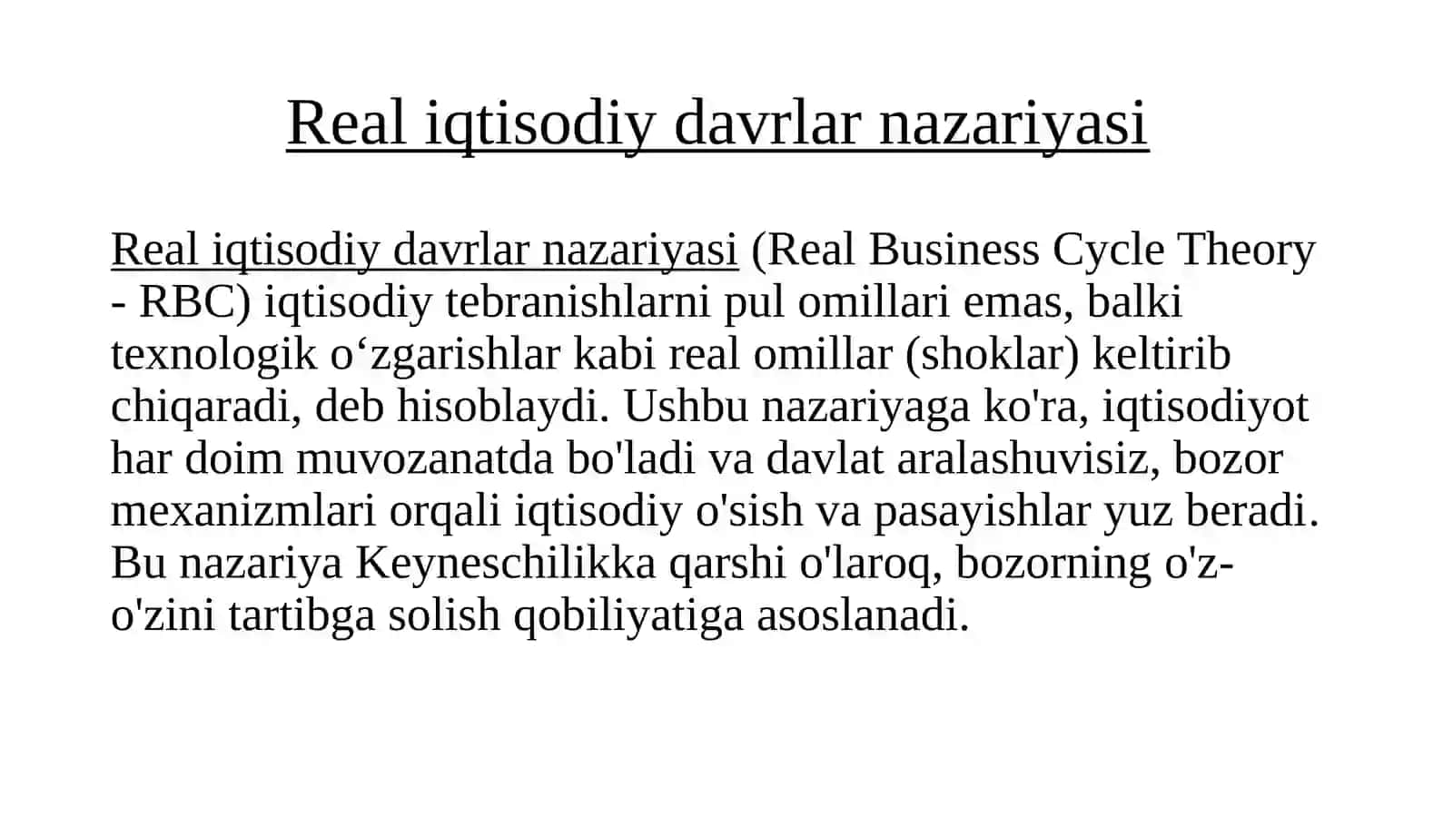 Real iqtisodiy davrlar nazariyasi 3
