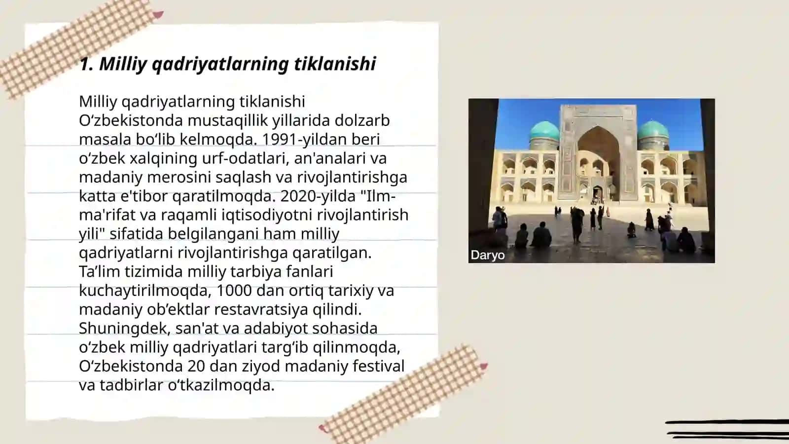 Milliy qadriyatlarning tiklanishi 3