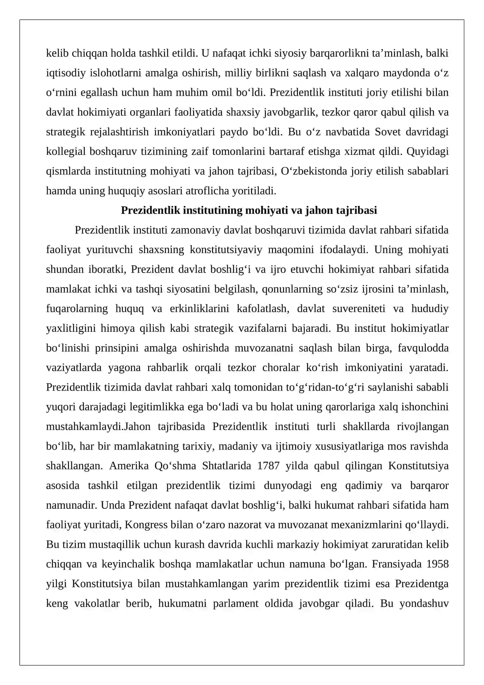 O‘zbekiston Respublikasida Prezidentlik institutining vujudga kelishi va rivojlanishi 3
