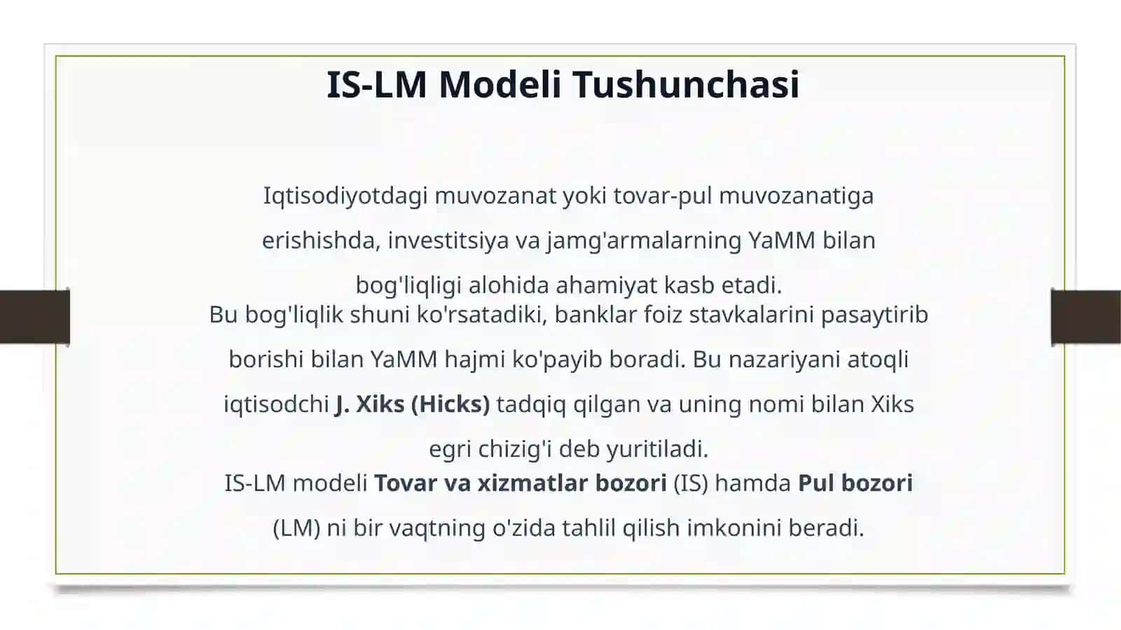Makroiqtisodiyot IS-LM modeli va iqtisodiy o’sish 3