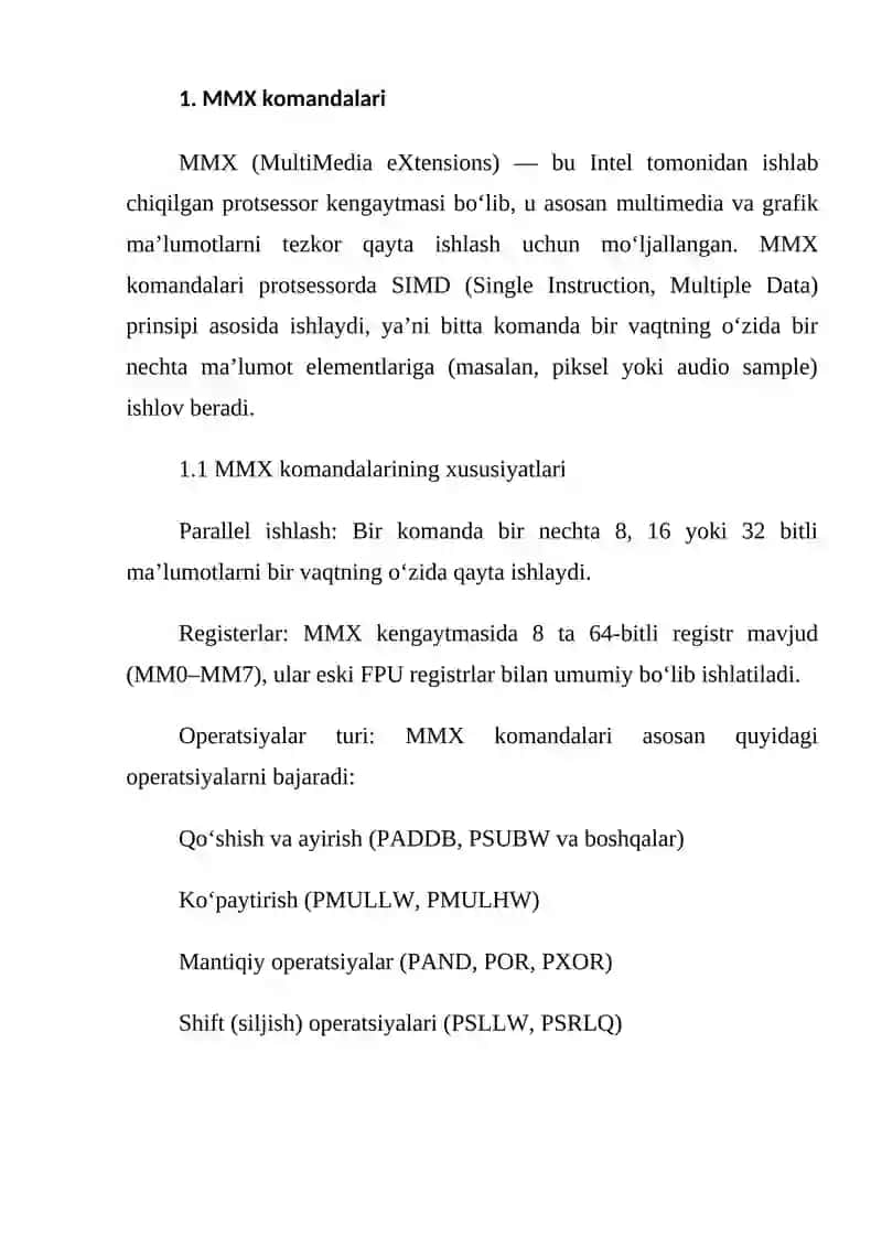 MMX komondalari, Komandalarni konveyer usulida bajarish 3