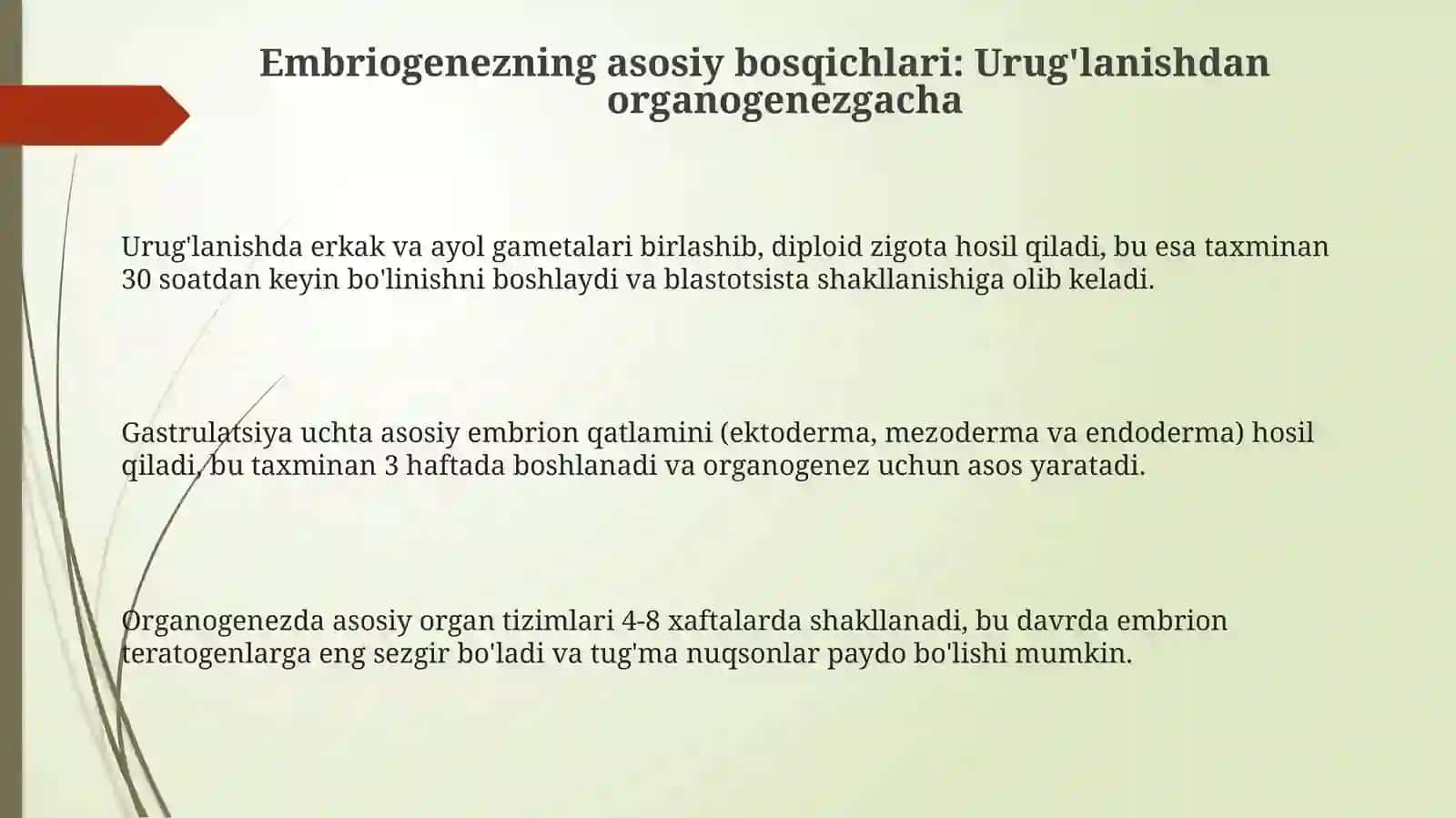 Embriogenezning qaltis davrlari 3