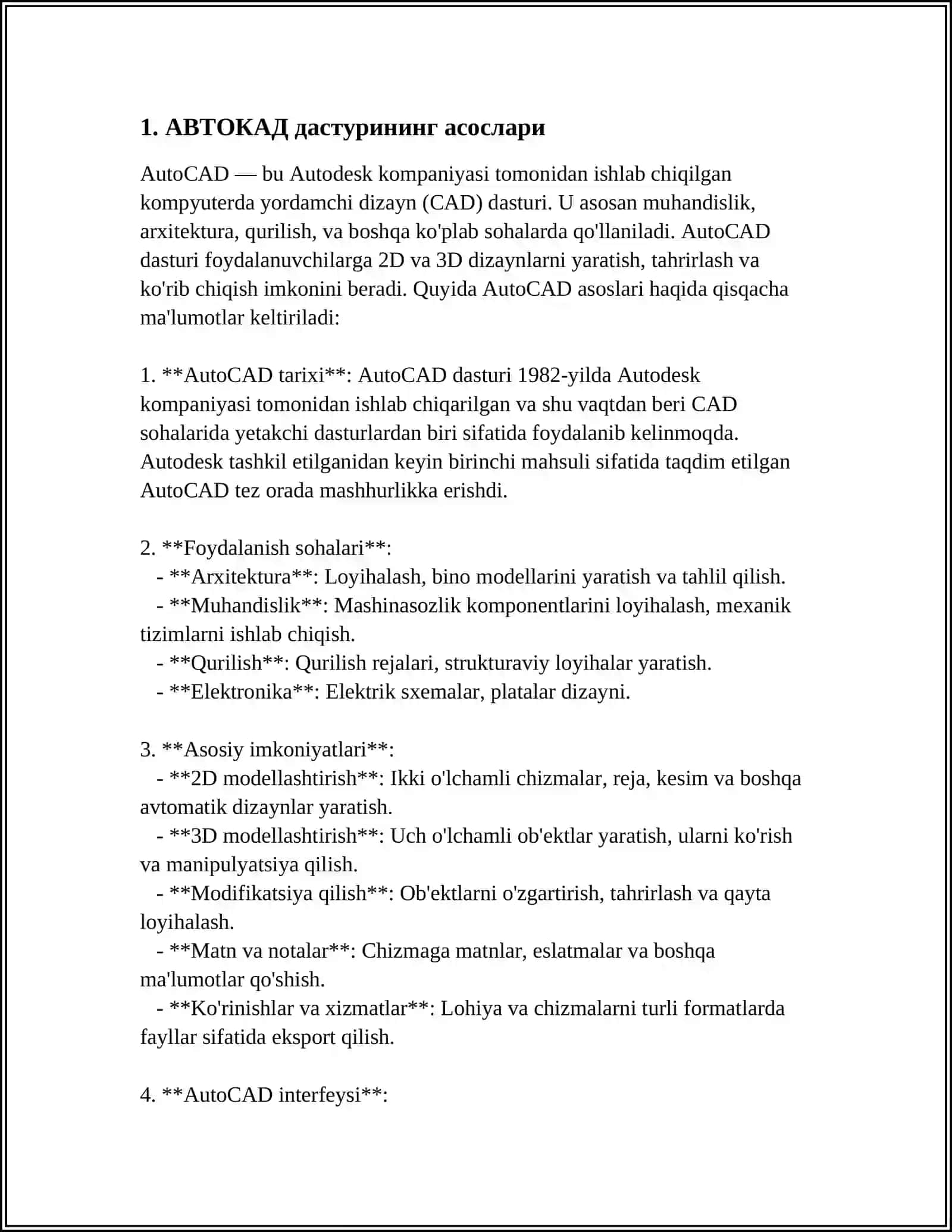 AVTOKAD Dasturining asoslari 3