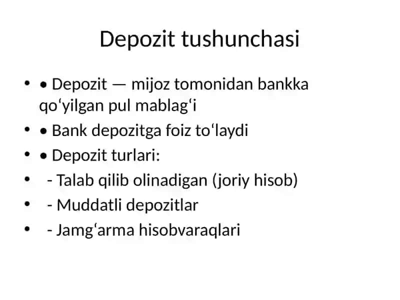 Tijorat banklarida depozit va kredit xizmati 3