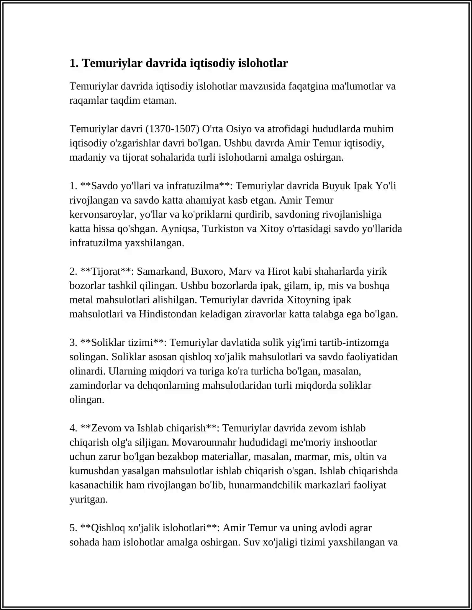 TEMUR VA TEMURIYLAR DAVRI IQTISODIY GʻOYALAR 3