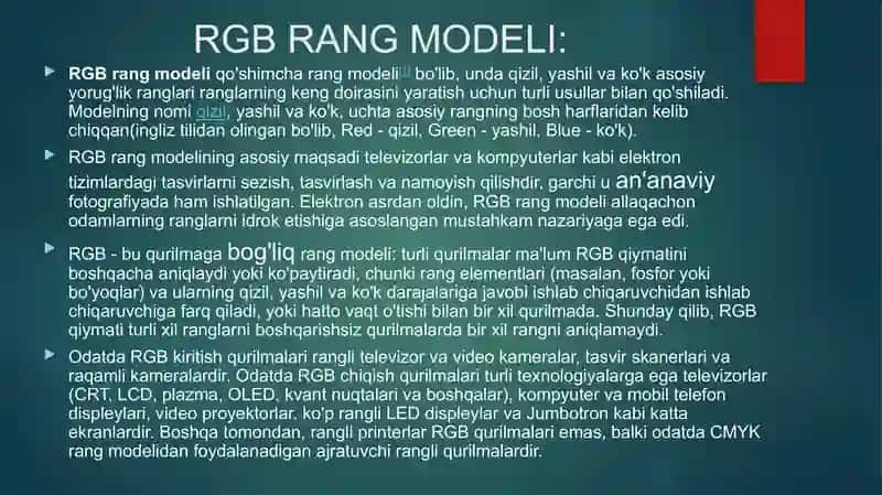 RGB rang modeli 3