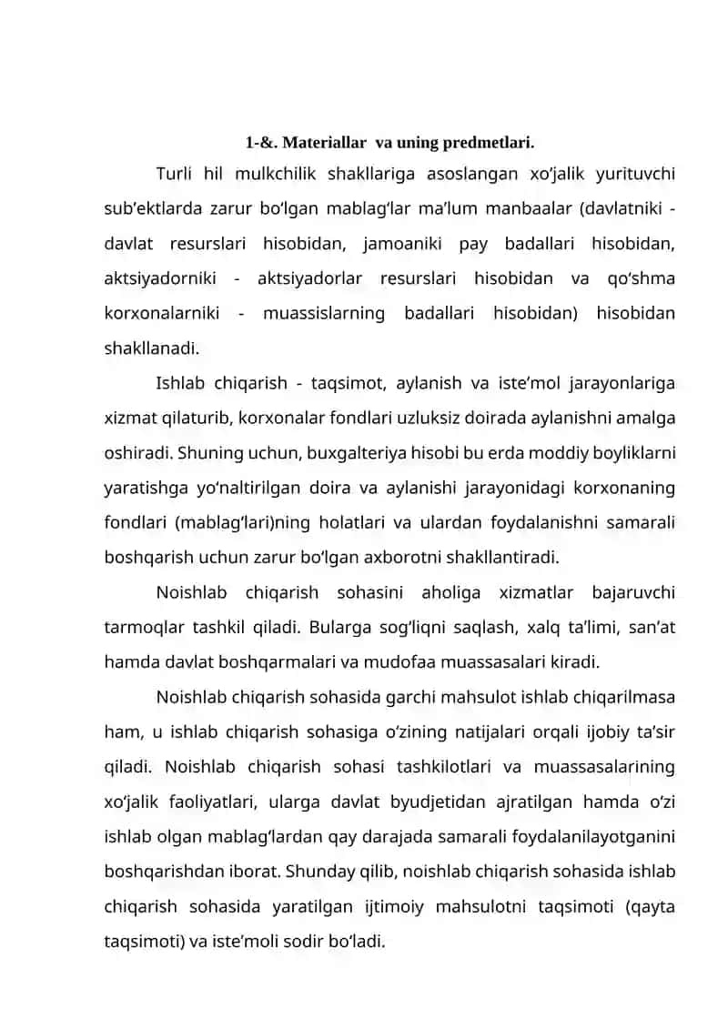 MATERIAL, MEHNAT VA USTAMA HARAJATLARI 3