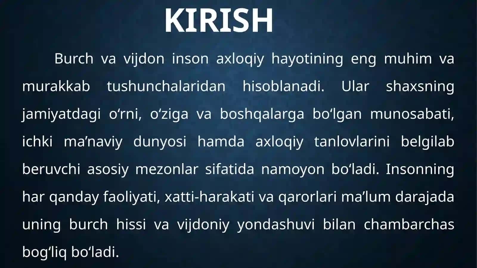 Burch va Vijdon Tushunchalari 3