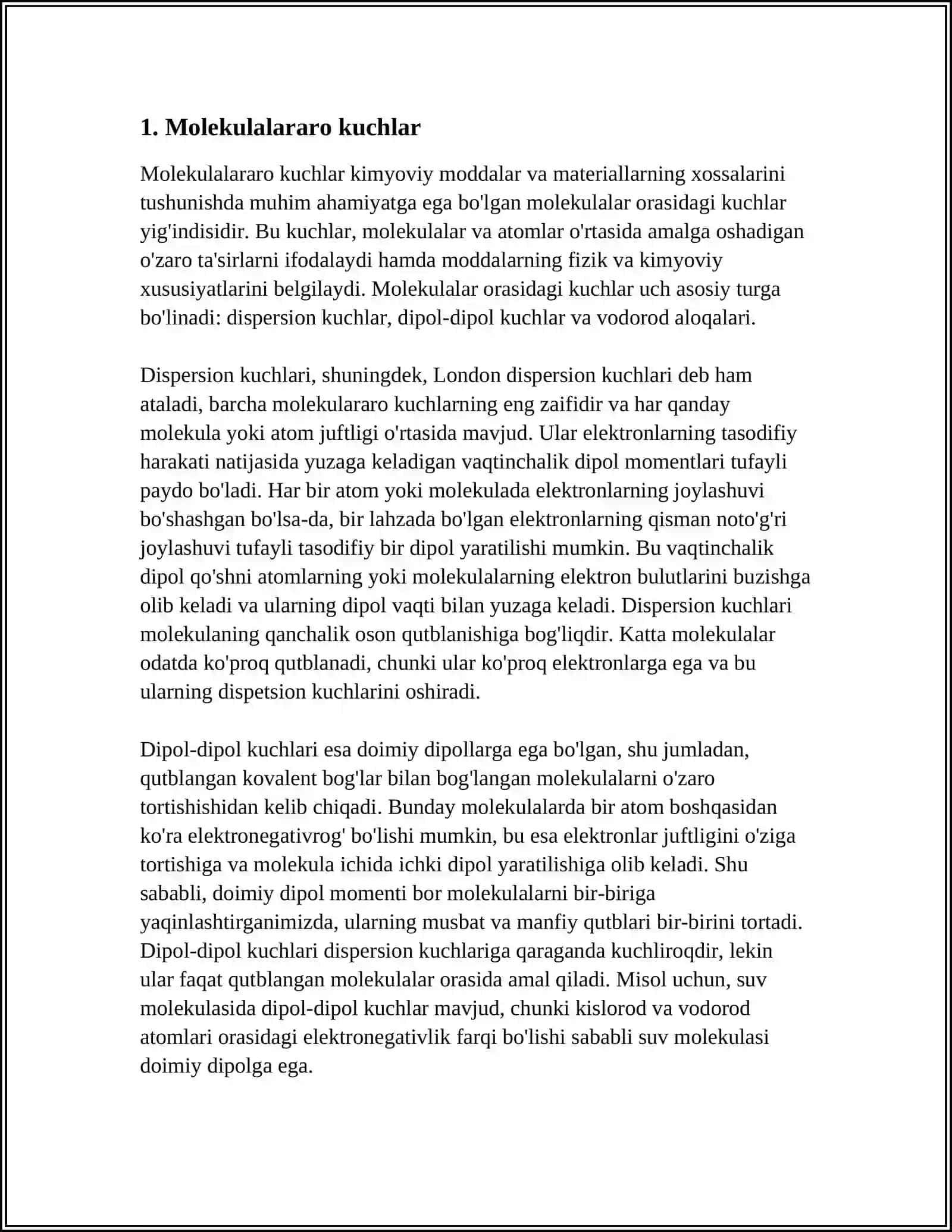 MOLEKULALARNING ERKIN YUGURISH YO‘LI. DIFFUZIYA 3