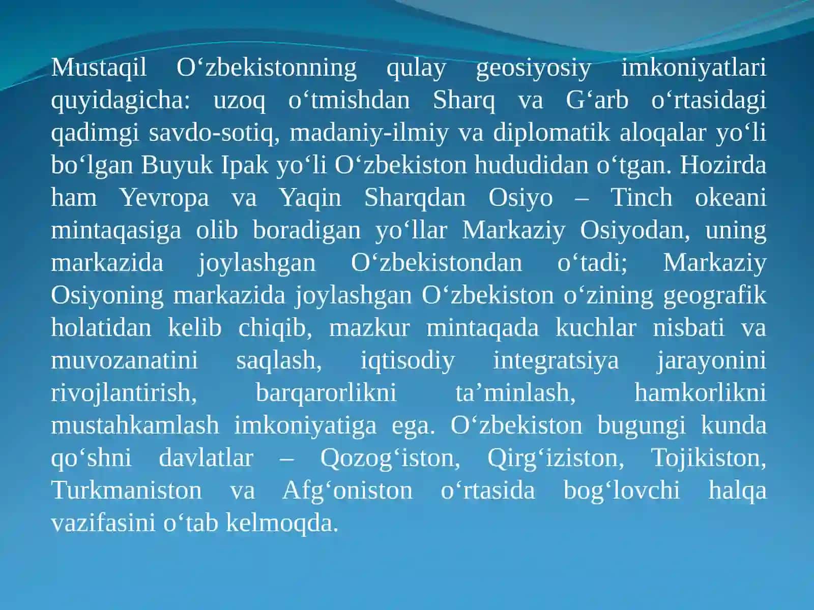 11-mavzu. O‘zbekiston va jahon hamjamiyati 3