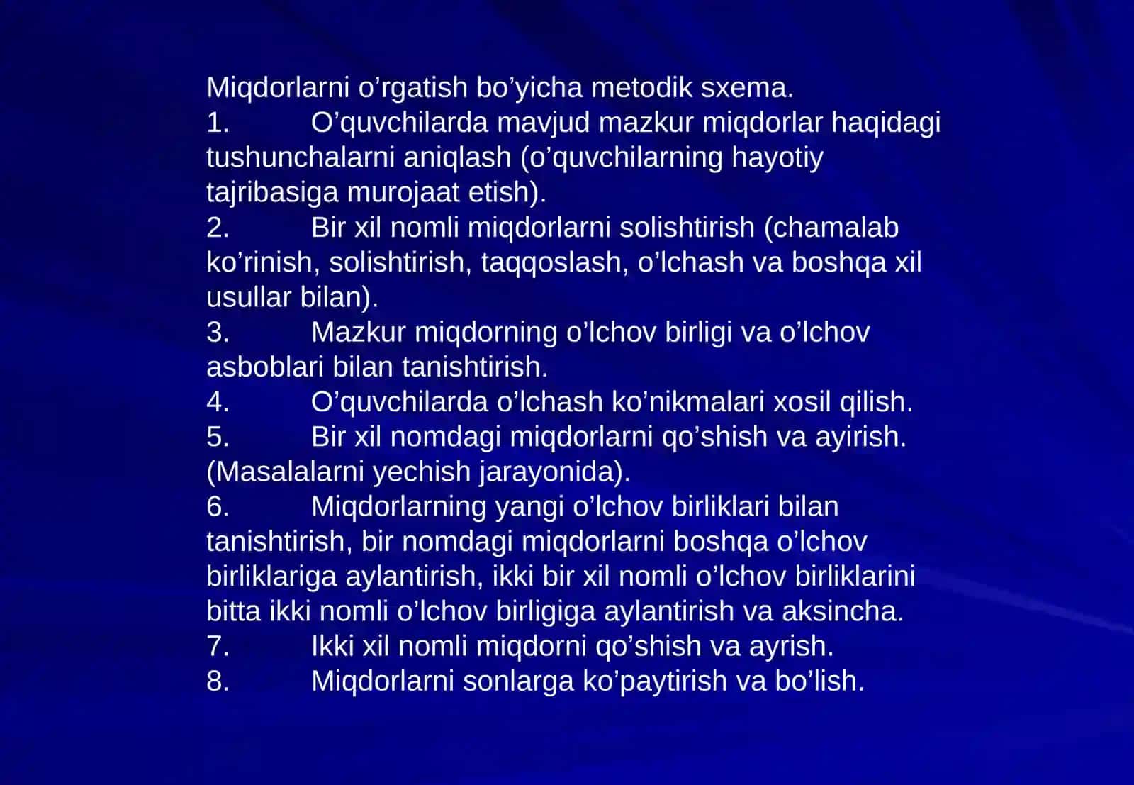 Miqdorlarni o’qitish metodikasi 3