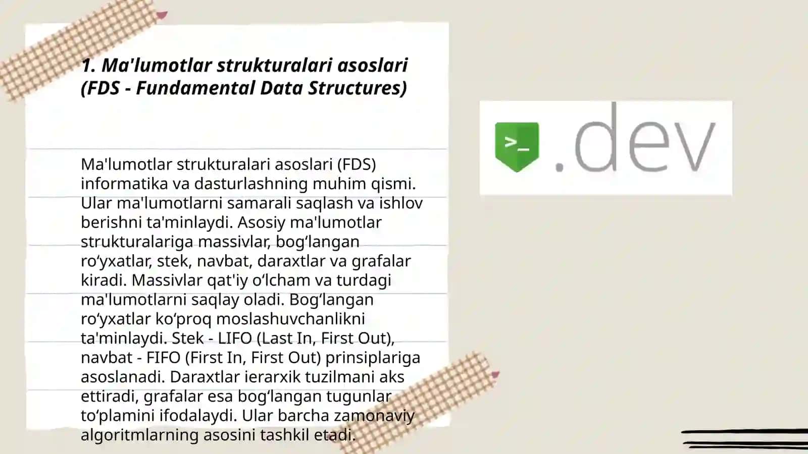Ma'lumotlar strukturalari asoslari (FDS - Fundamental Data Structures) 3