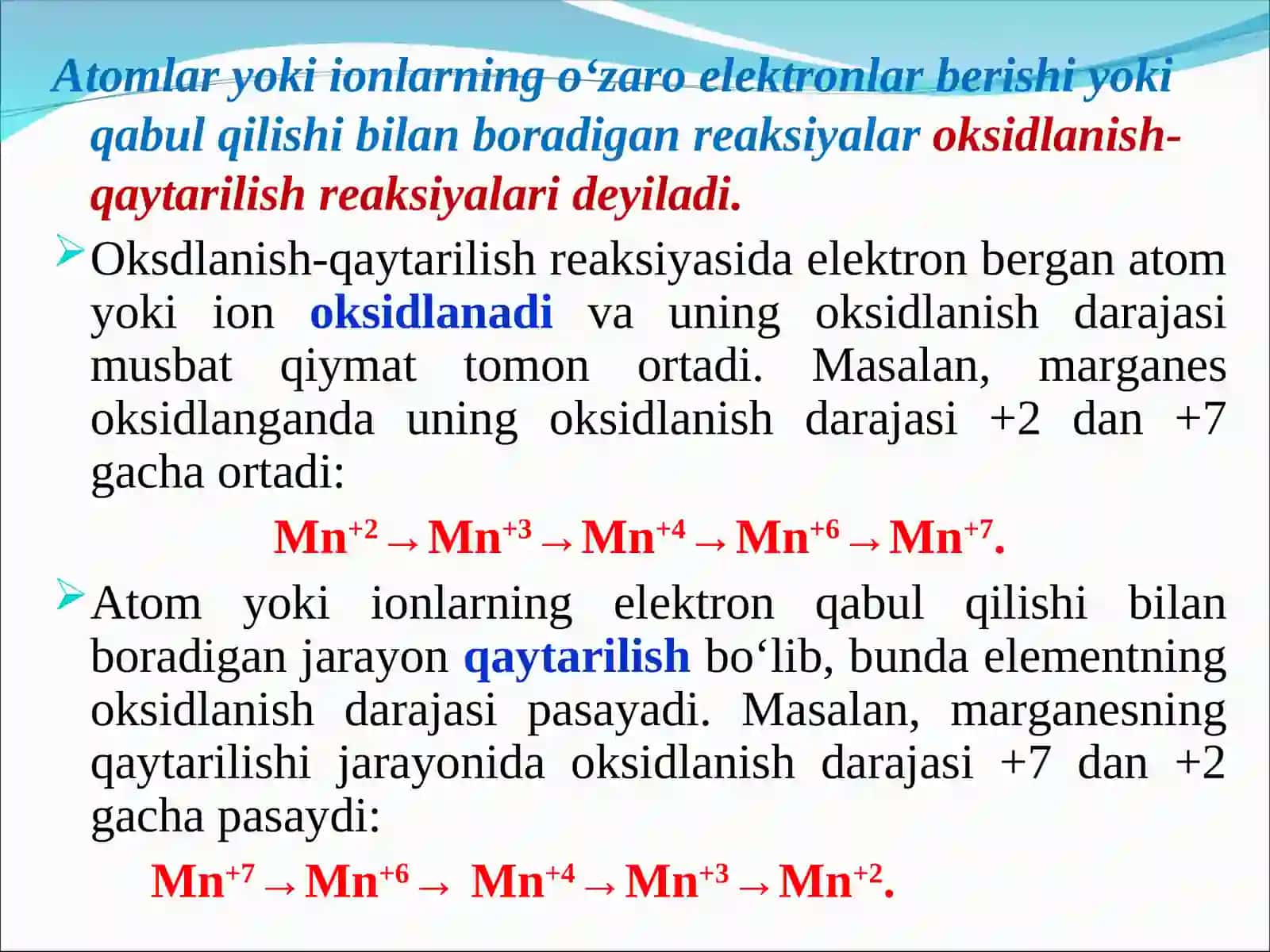 OKSIDLANISH QAYTARILISH REAKSIYALARINING ANALIZDA QO’LLANILISHI 3