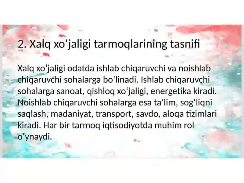 Xalq xo‘jaligining turli sohalari va tarmoq texnologiyalaridan foydalanish yo‘llari 3