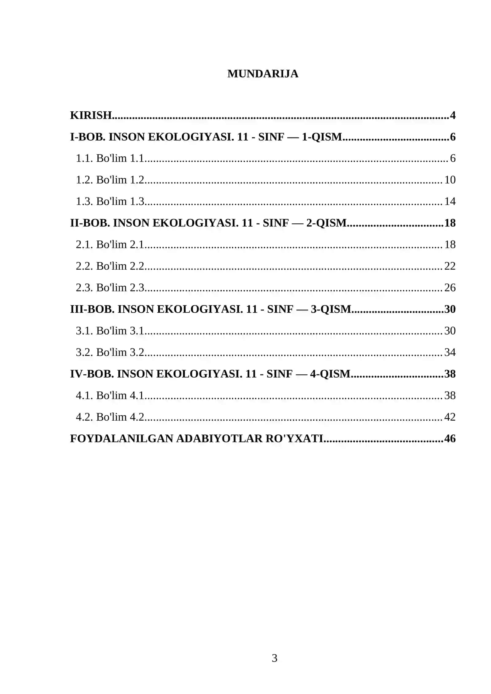 INSON EKOLOGIYASI. 11 - SINF 3