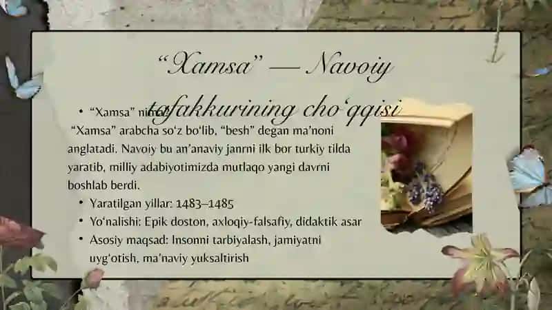 Alisher Navoiyining Xamsa asari haqsida umumiy maʼlumot. 3