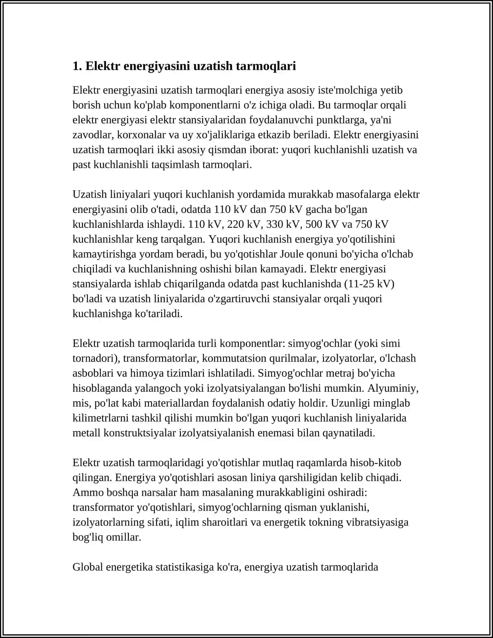 ELEKTR ENERGIYASINI UZATISH VA TAQSIMLASH 3