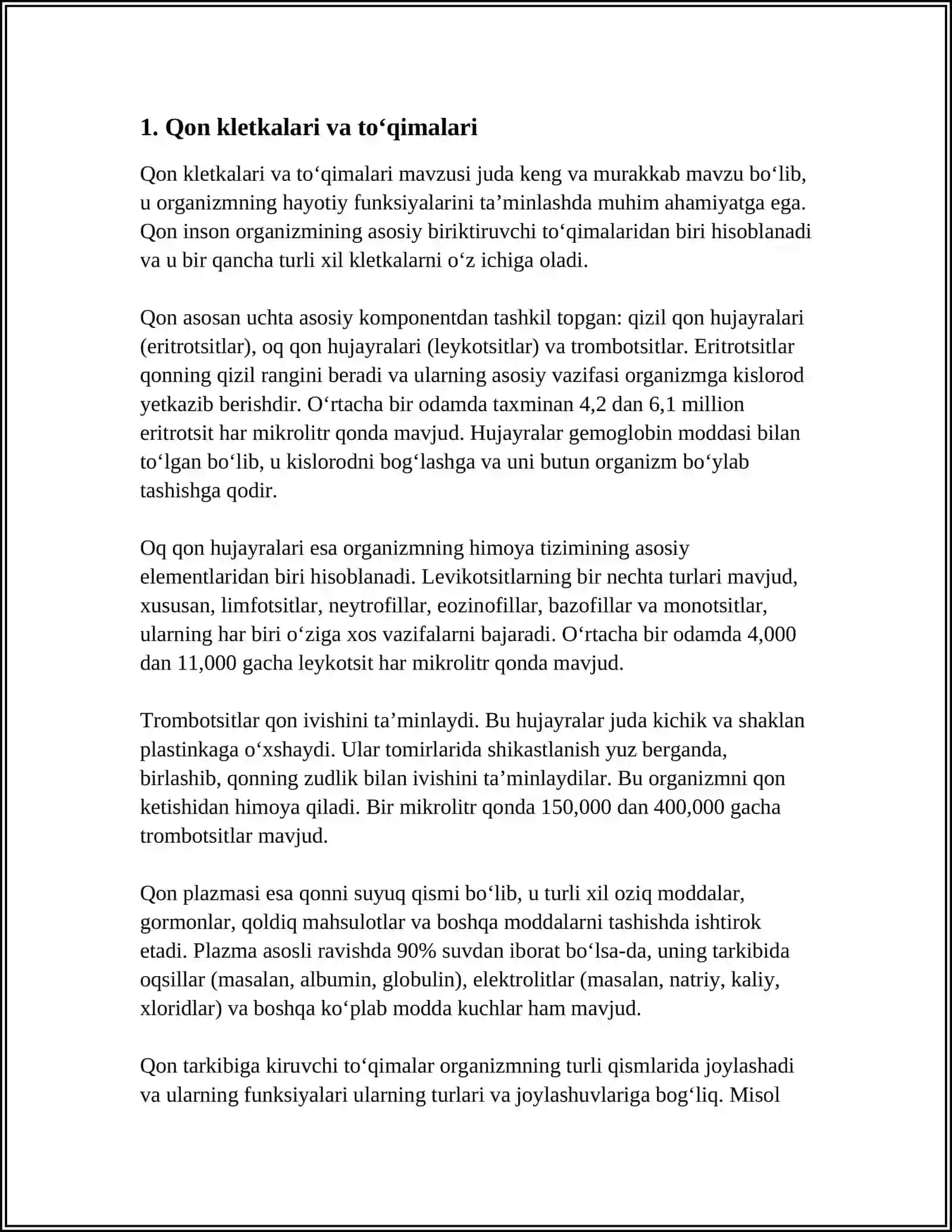 Qon kletkalari va to‘qimalari 3