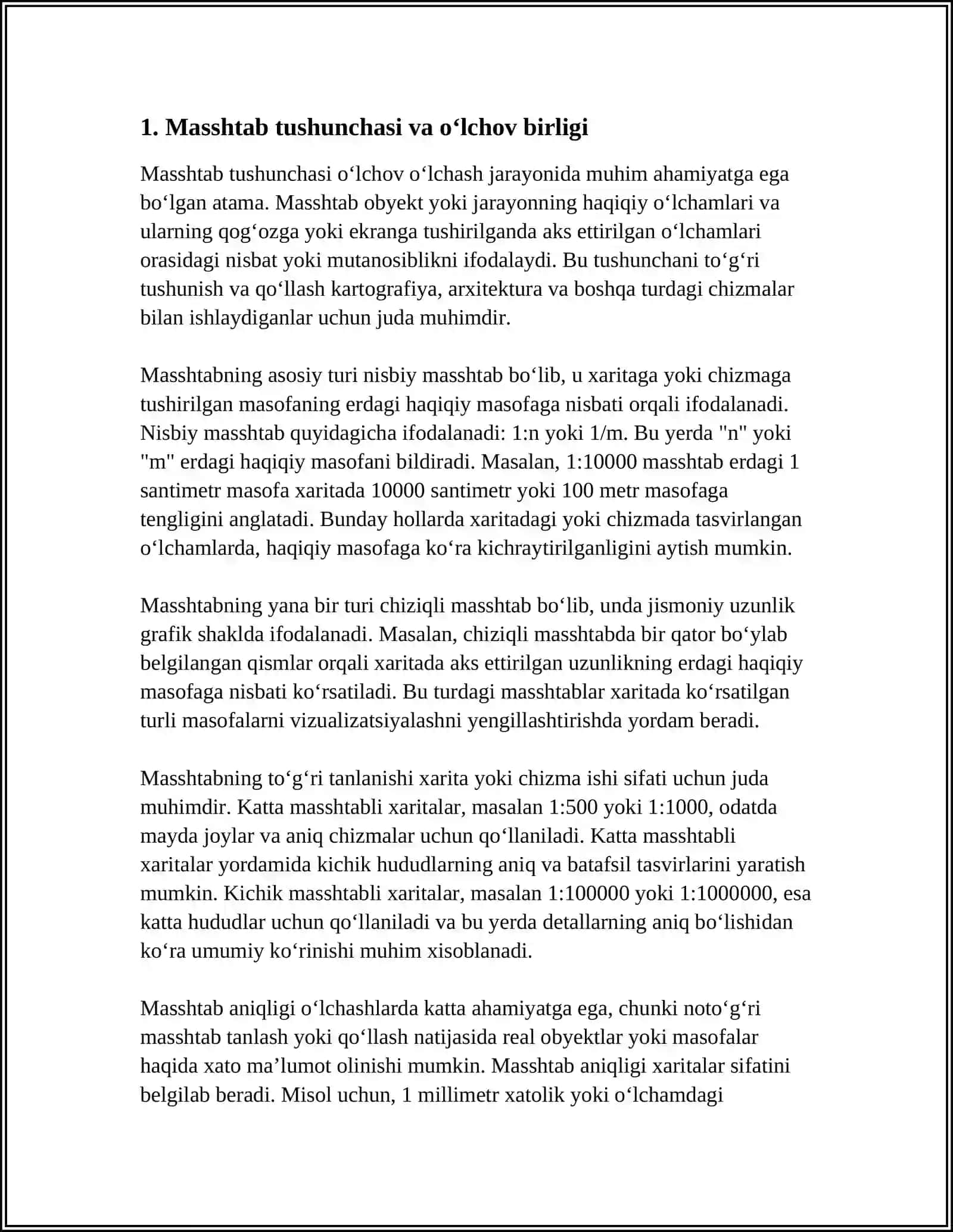 MASSHTABLAR VA ULARNING ANIQLIGI 3