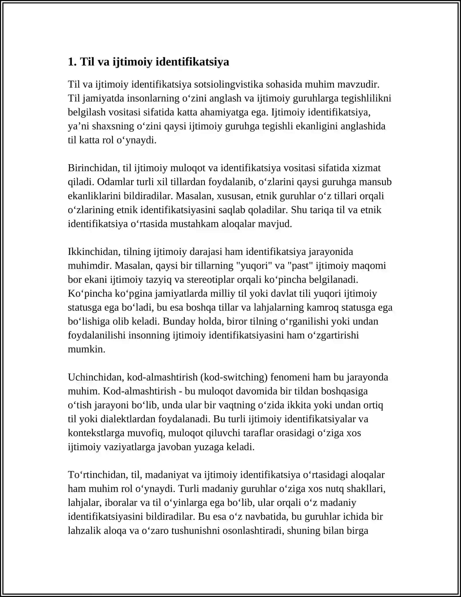 Tilning Ijtimoiy Koʻrinishlari.Sotsiolingvistika 3