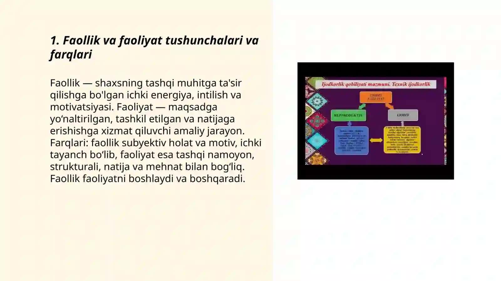Faollik va faoliyat haqida tushuncha 3